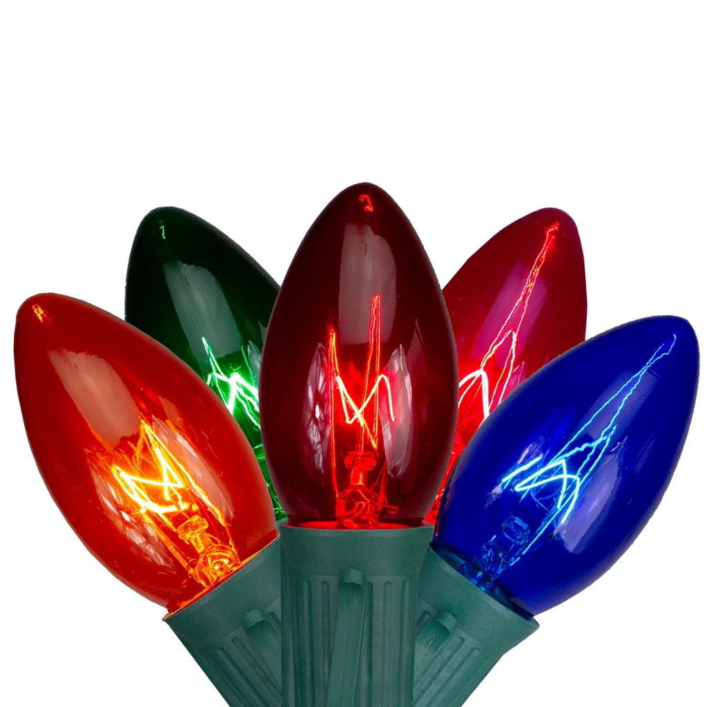 Light Multi-Color Green Northlight 25-Count C9 Christmas Wire Set, 24ft Transparent Twinkle