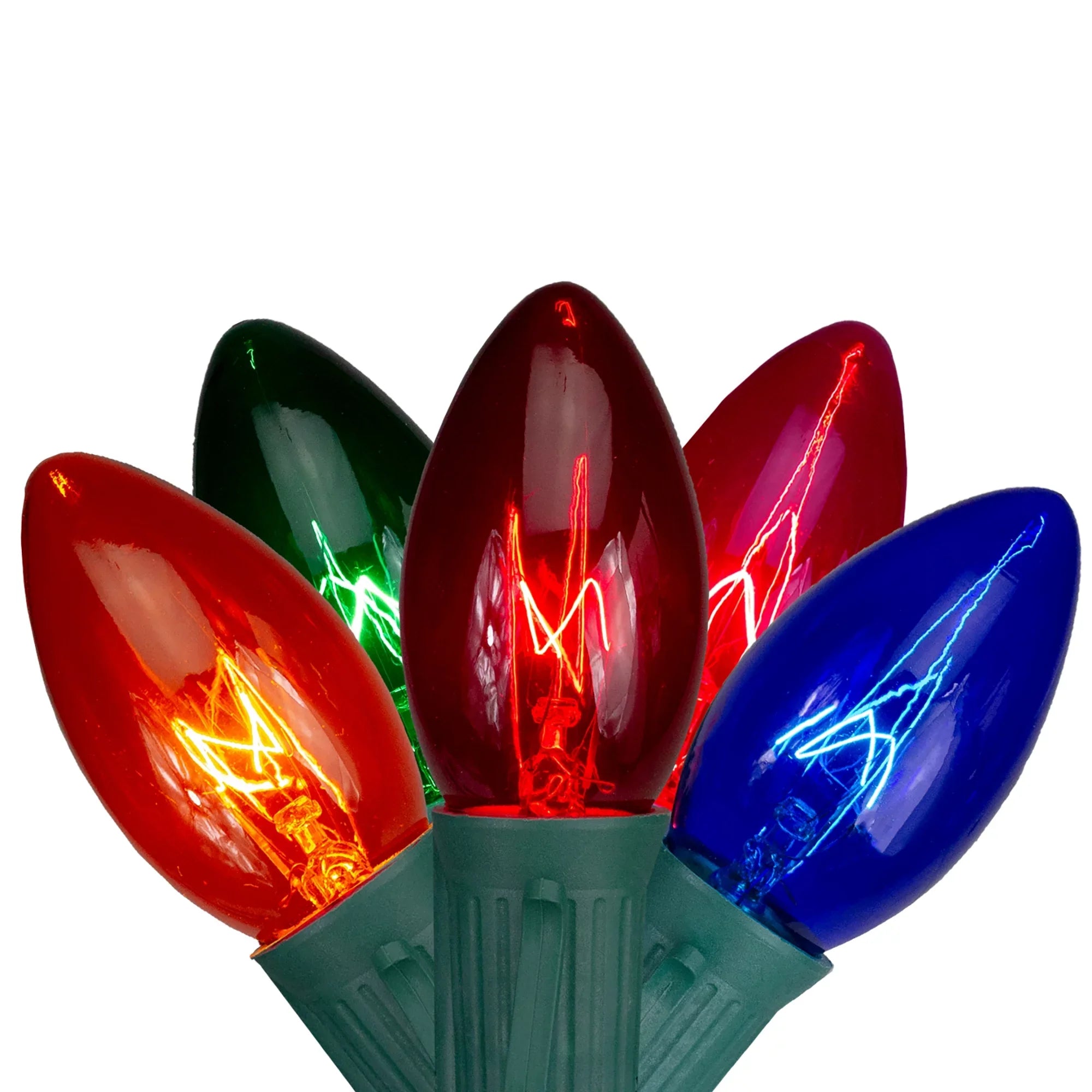 Light Multi-Color Green Northlight 25-Count C9 Christmas Wire Set, 24ft Transparent Twinkle