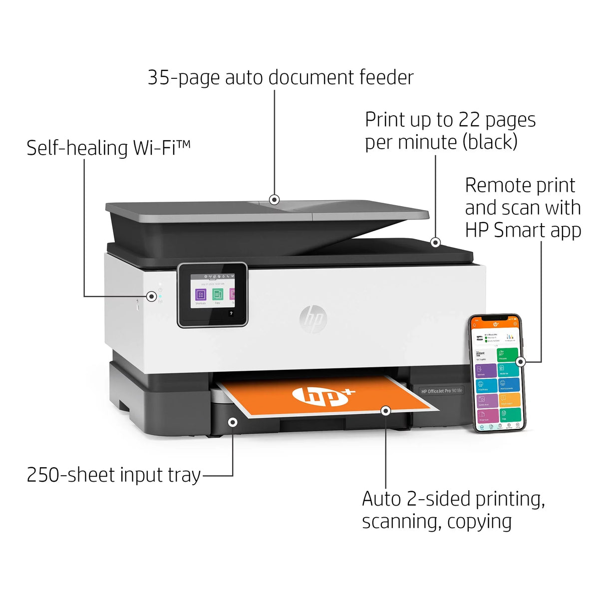 Inkjet OfficeJet All-in-One Wireless Printer Color HP 9018e Pro
