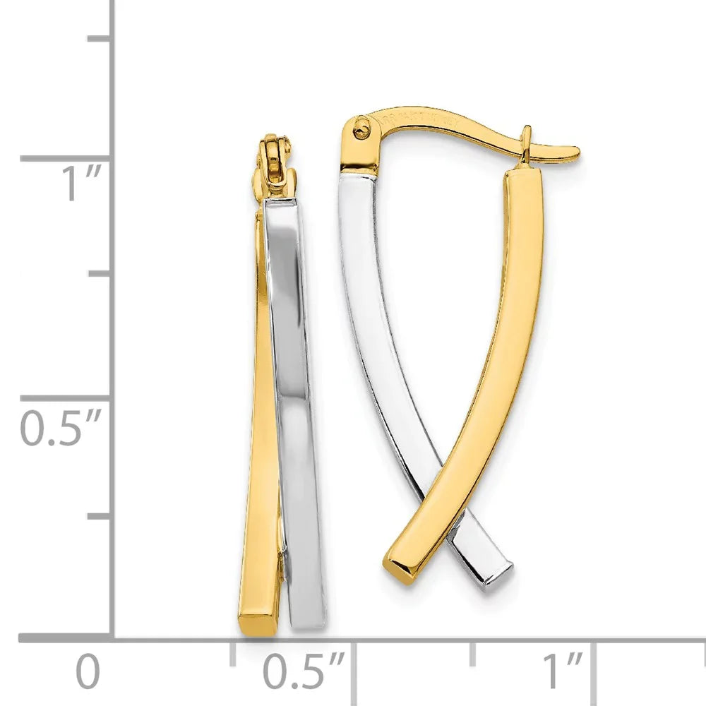 Adults 14kt for and and Two-tone for Men Real Women Earrings; Teens; Hinged Tube