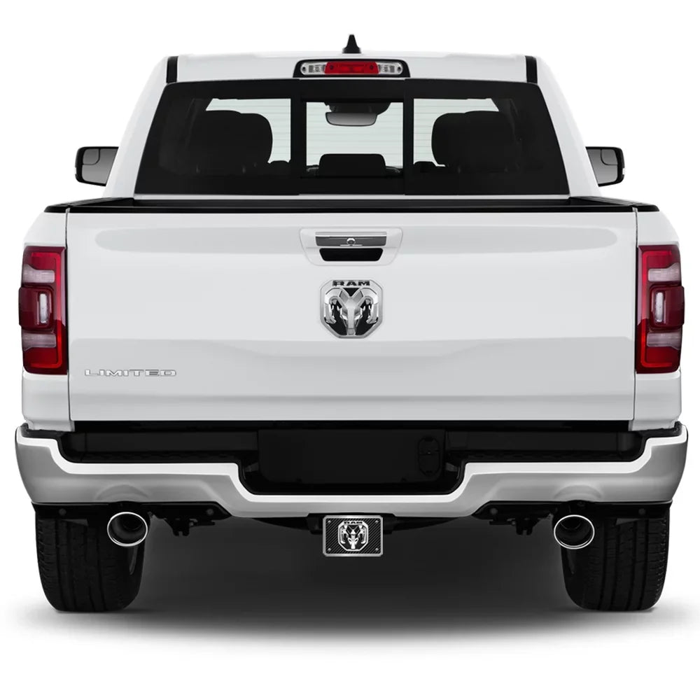 Carbon Look 2019 Cover Billet Tow 2 RAM Fiber Logo on Aluminum 3D inch Hitch