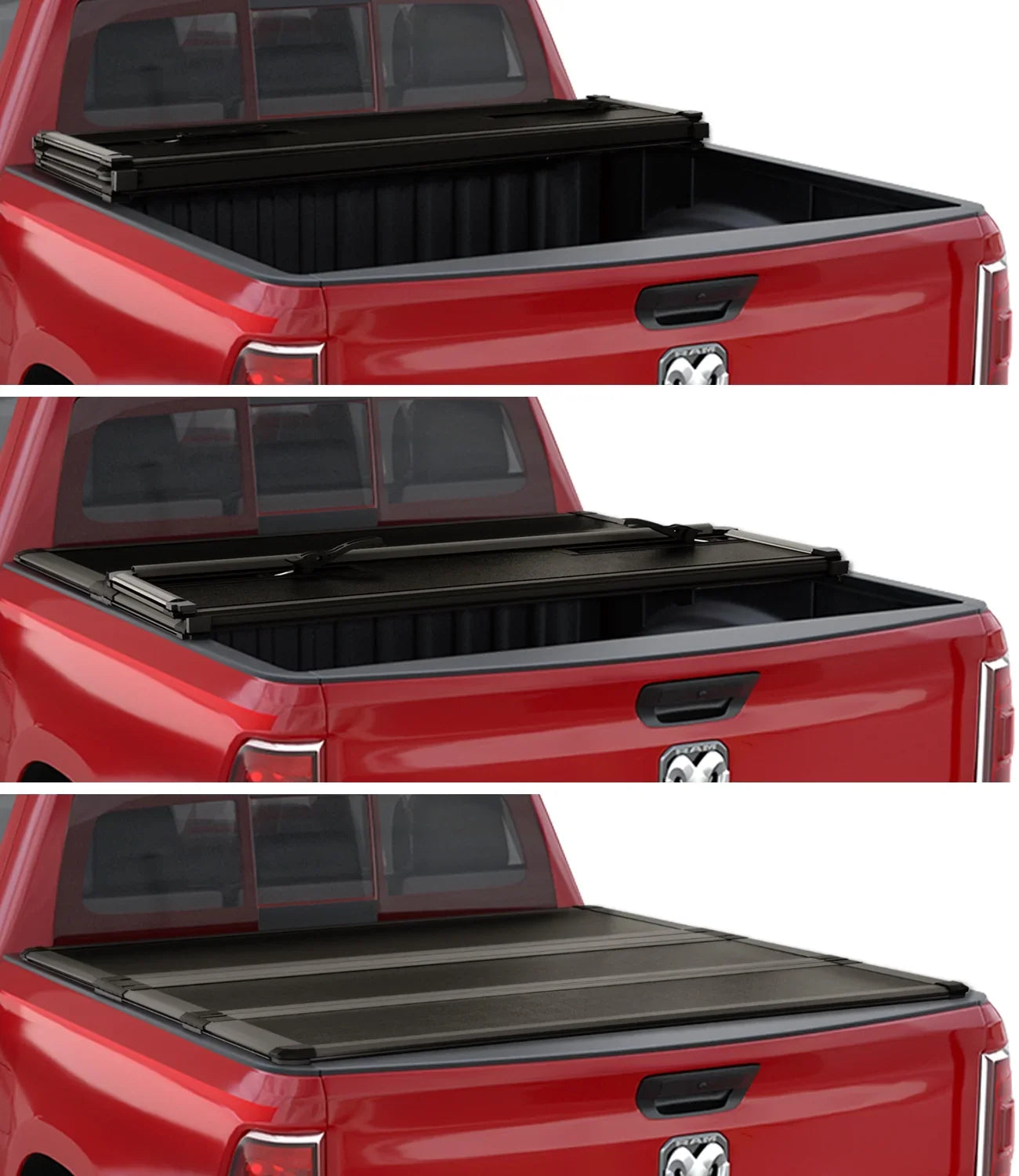 Deckrail 2003-2024 Without Bed Ram 3500 Hard & | Truck 6.4ft Tonneau Bed Rambox for Professional | FRP (74.6in) Kikito 2500 Tri-Fold System 1500 Cover