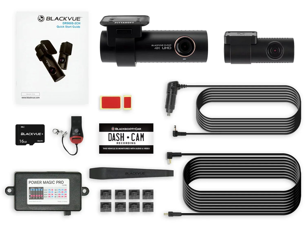 Dashcam Hardwire 2-Channel with DR900S-2CH Magic Card Pro 16GB Power | Kit Blackvue | SD 4K