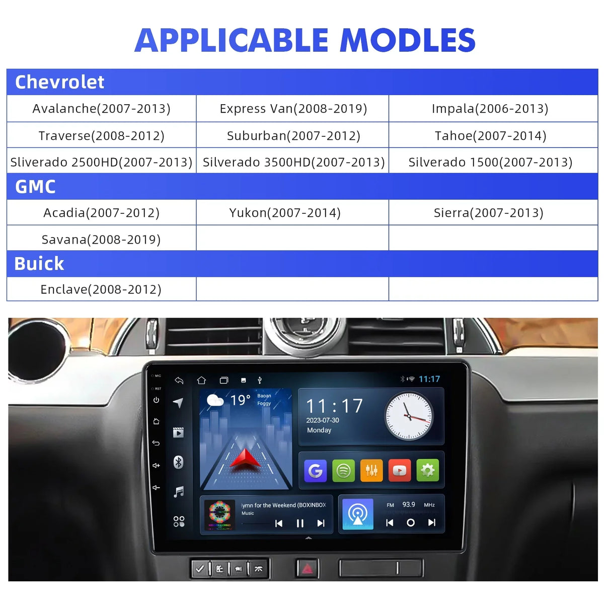 Radio & Touchscreen Android FM Aumume Double 10.1 IPS 2+32G Android BT 10 Stereo Backup Car for Camera Auto Navi Carplay Din Support GPS Car inches Chevrolet/GMC/Buick with Screen