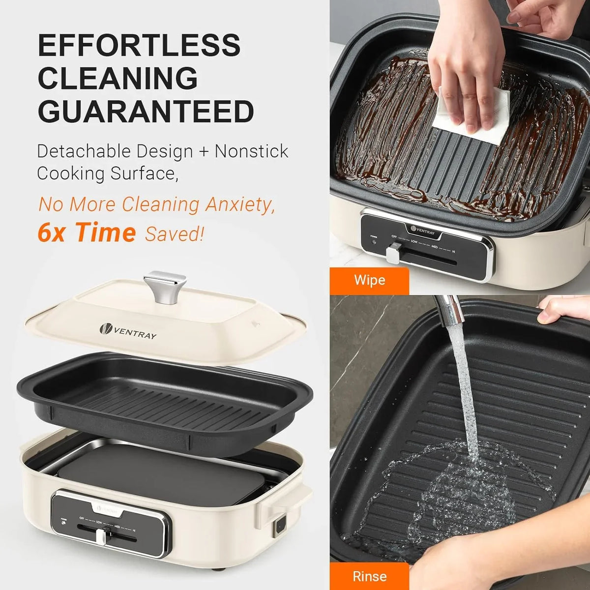 Versatile Fry, Griddle Removable Stir Nonstick Dessert, Paella with Grill YANPO Electric 5 Grilling, Classic BBQ, Indoor Grill Pasta Lid White Mushroom Plates, Skillets HotPot, for Pot, Set, Set