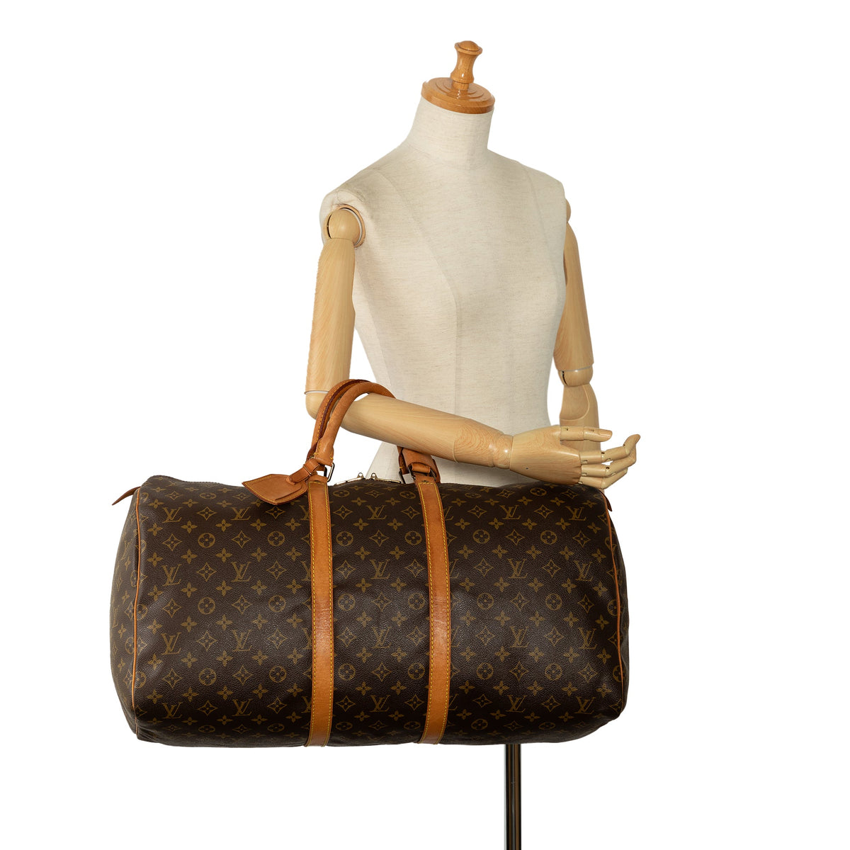 (Good) 55 WeekenderBag Brown Bag Travel Pre-Owned Monogram Keepall Louis Authenticated Canvas Vuitton Unisex