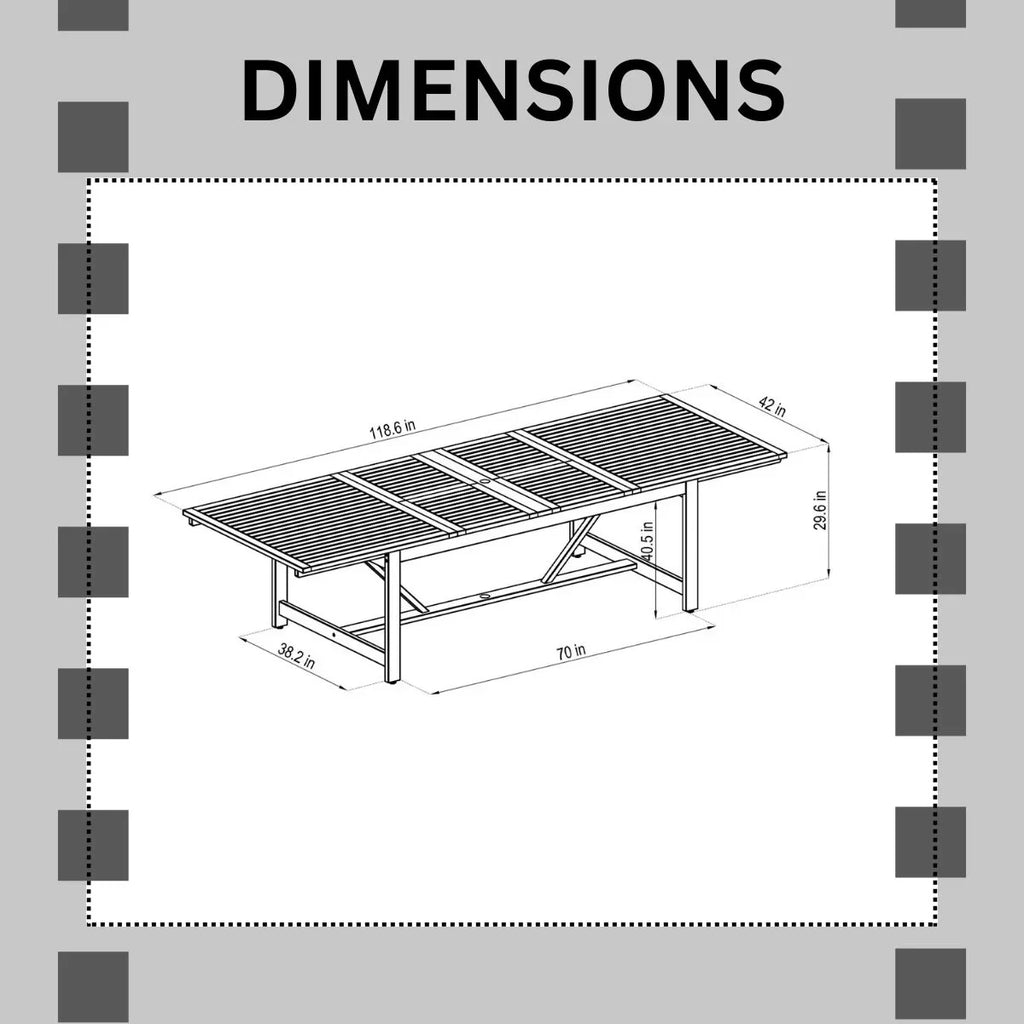 Dining 9-Piece Seating Rectangular Set, Capacity: Brooks Eucalyptus 8 Amazonia Extendable Patio
