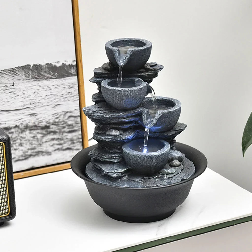 Waterfall E Water Home Fountain Feng Shui Outdoor Landscape Tabletop s with , Bedroom