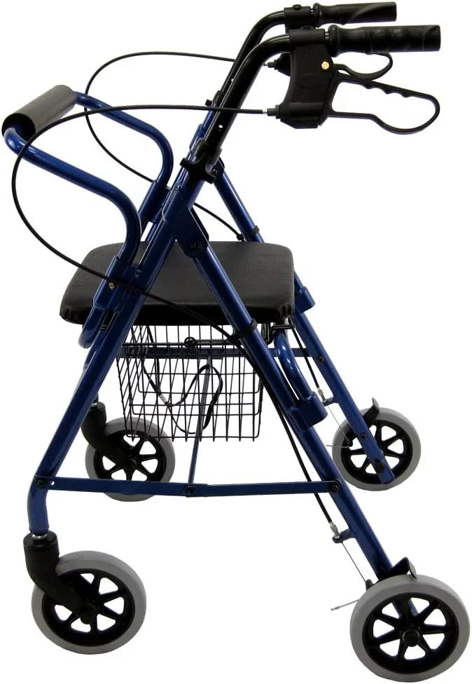 6" with R-4100N-BL Junior Aluminum Low Casters Seat, Healthcare Blue, Rollator Karman