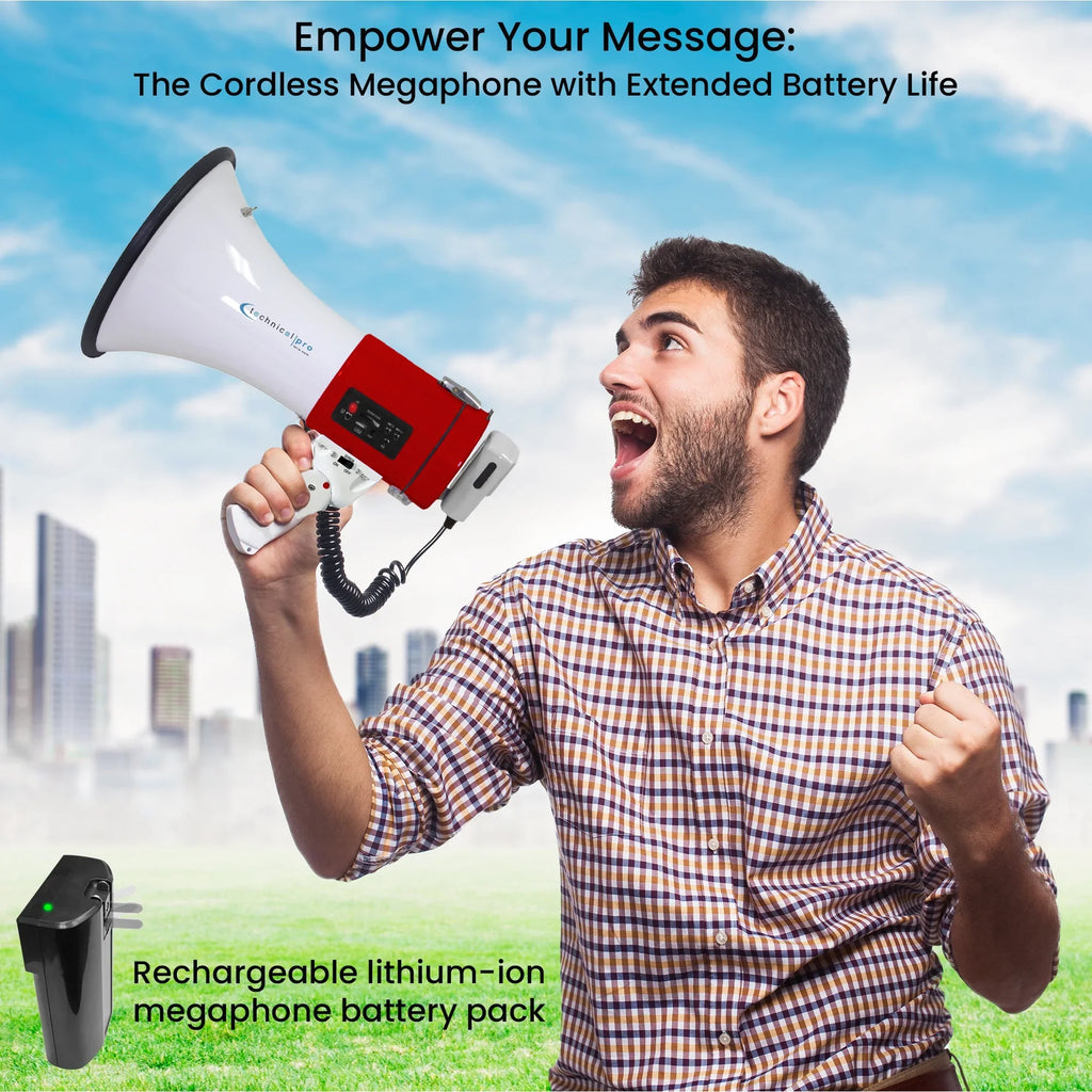 Trainers, Rechargeable AC Megaphone Wall Portable Bullhorn Battery, Cheer Detachable Pro Soccer, Leaders for Microphone Charger, Built-In Good Coaches, w/ Speaker Red w/ a Technical 75-Watt