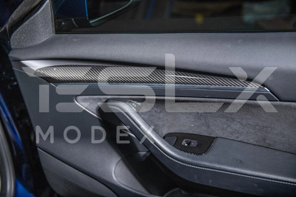Model 2020-2023 Cover Interior Pair Y CARBON Style Replacement Front Model 3 Trim Factory Panel FIBER & 2020-Up Door For TESLA