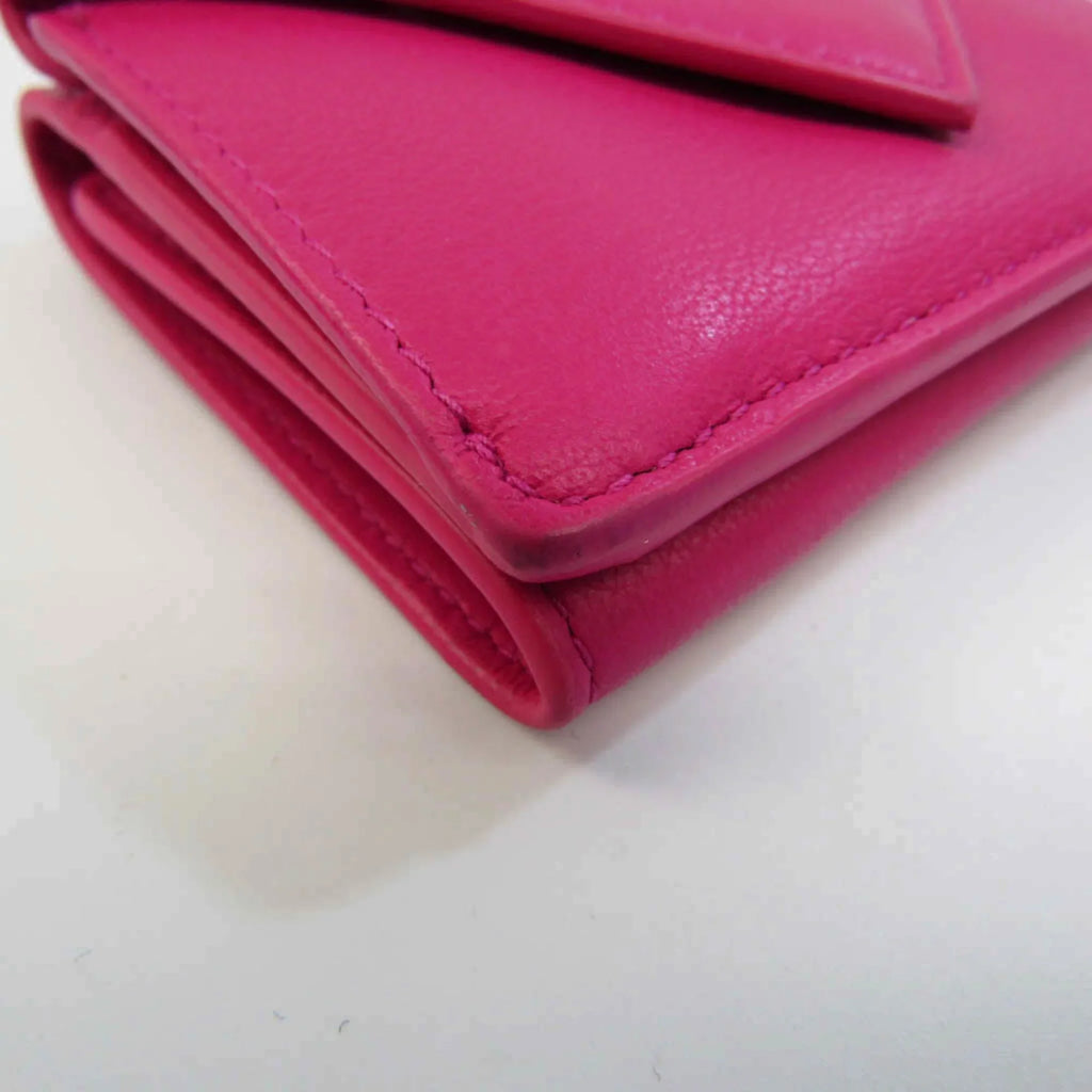 Pre-Owned Mini 391446 Paper Wallet Pink Women's (tri-fold) Balenciaga Wallet (Good) Leather