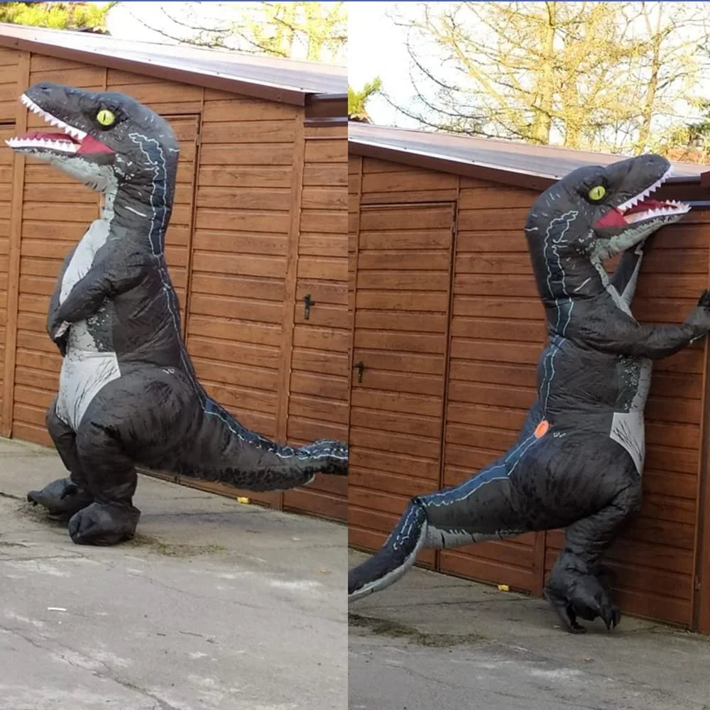 Up Costume Full Blow Raptor Velociraptor Women Costume Inflatable Adult Costume Body Men Grey DomKom T-rex Dinosaur Halloween