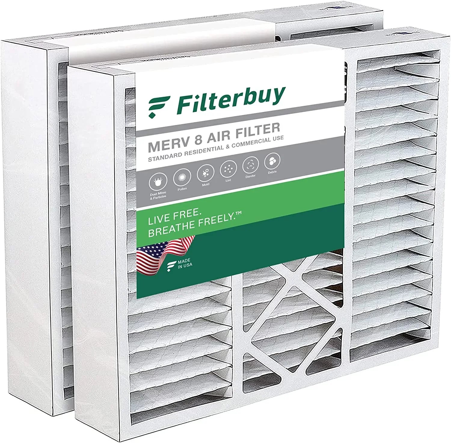 Filterbuy Bryant/Carrier Air 8 & and HVAC for FILXXFNC0021, Pleated Day Filters MERV 19x20x5 Night, Payne AC (2-Pack) Furnace