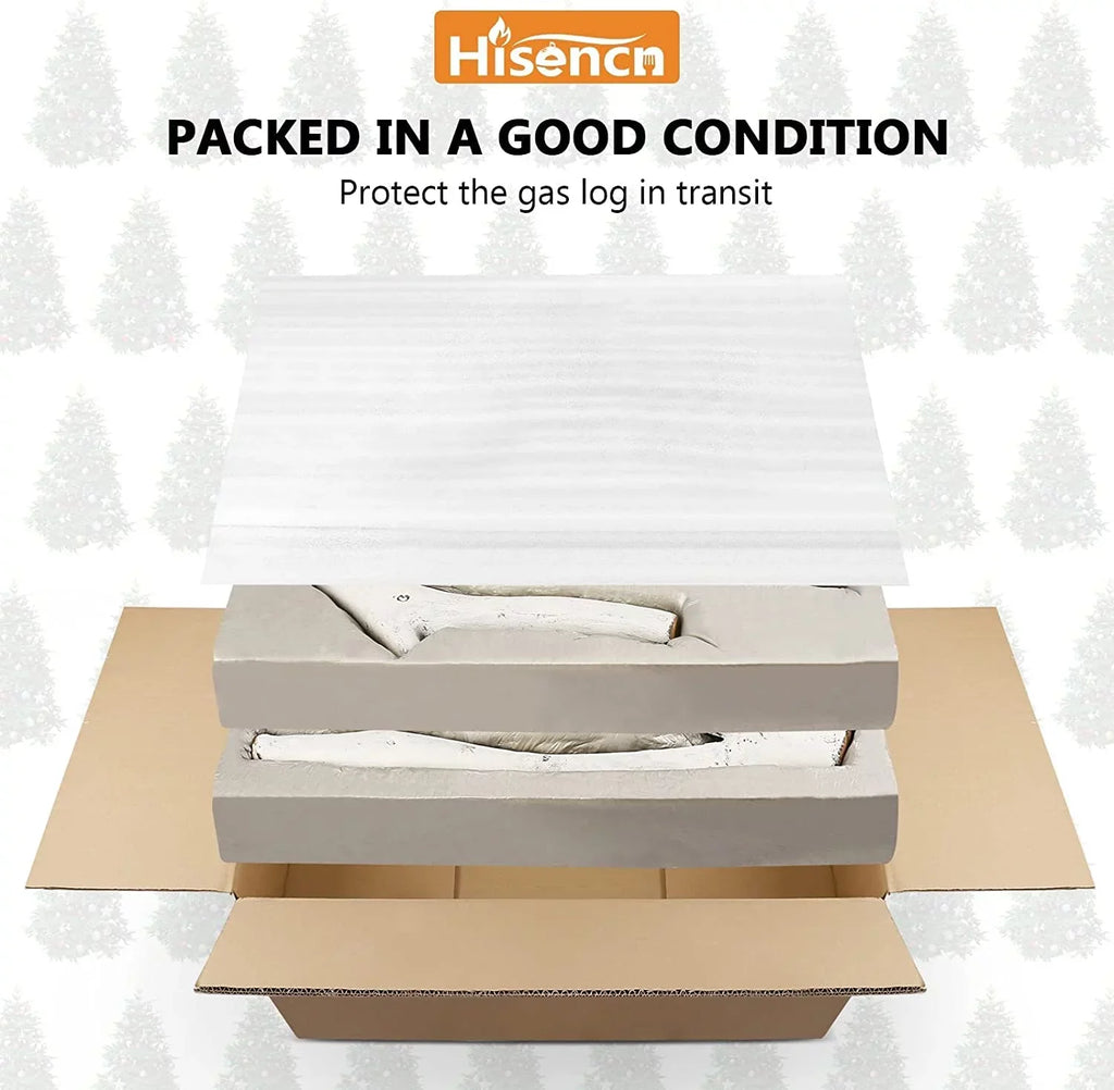6 Logs Inserts, Birch Grisun Pits, Fireplace Gel, Fireplace Fire Propane, Firebowl, Pcs Logs, 26.8" Outdoor Indoor Ethanol, Vented, Ceramic Decoration, Realistic Wood White Large Gas Electric, for