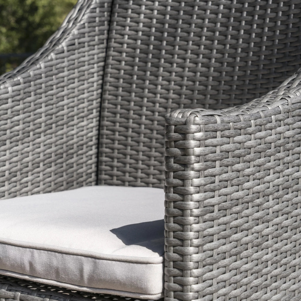 Piece with Set Cushions, Wicker Square Arcadia Dining Silver Grey, Outdoor 5