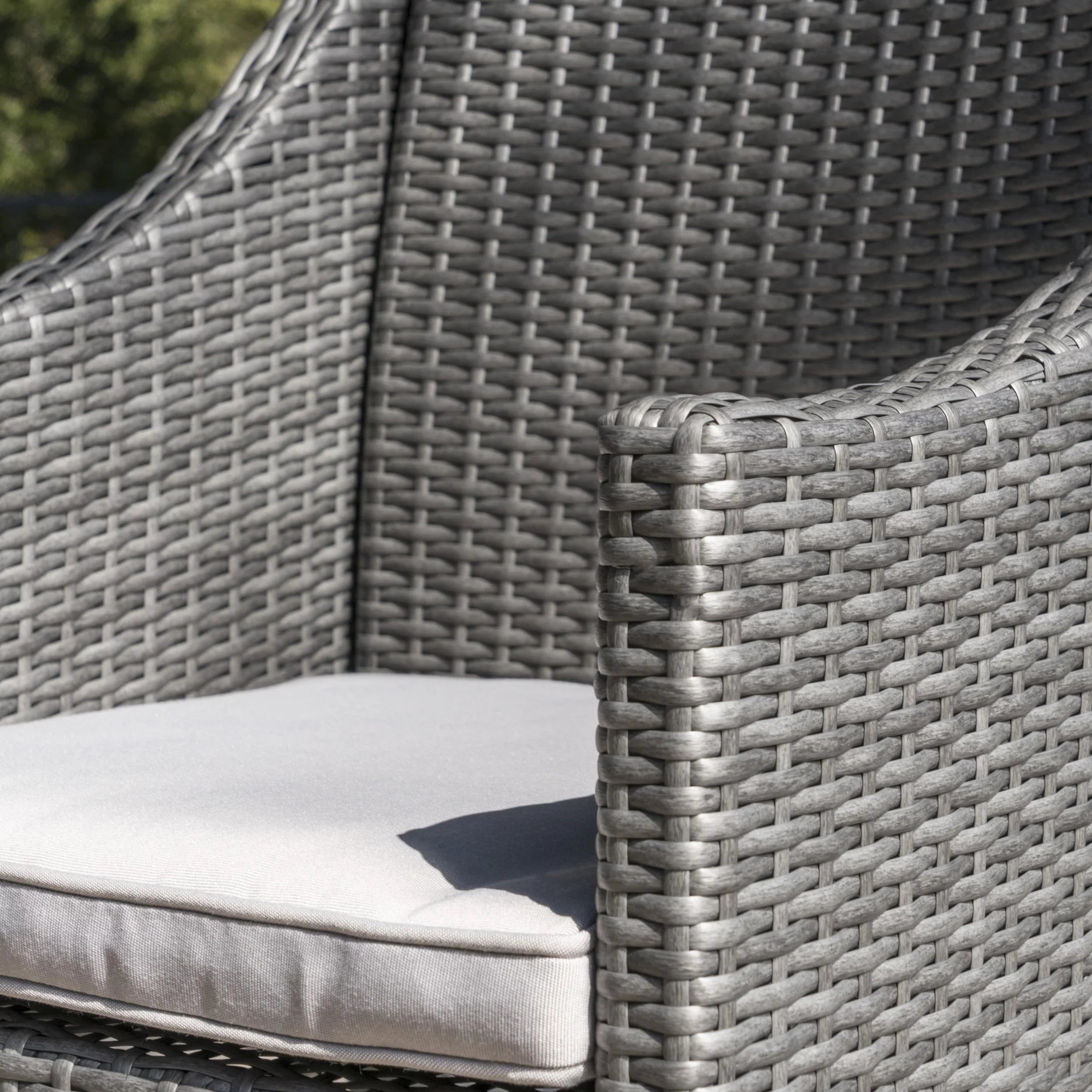 Piece with Set Cushions, Wicker Square Arcadia Dining Silver Grey, Outdoor 5