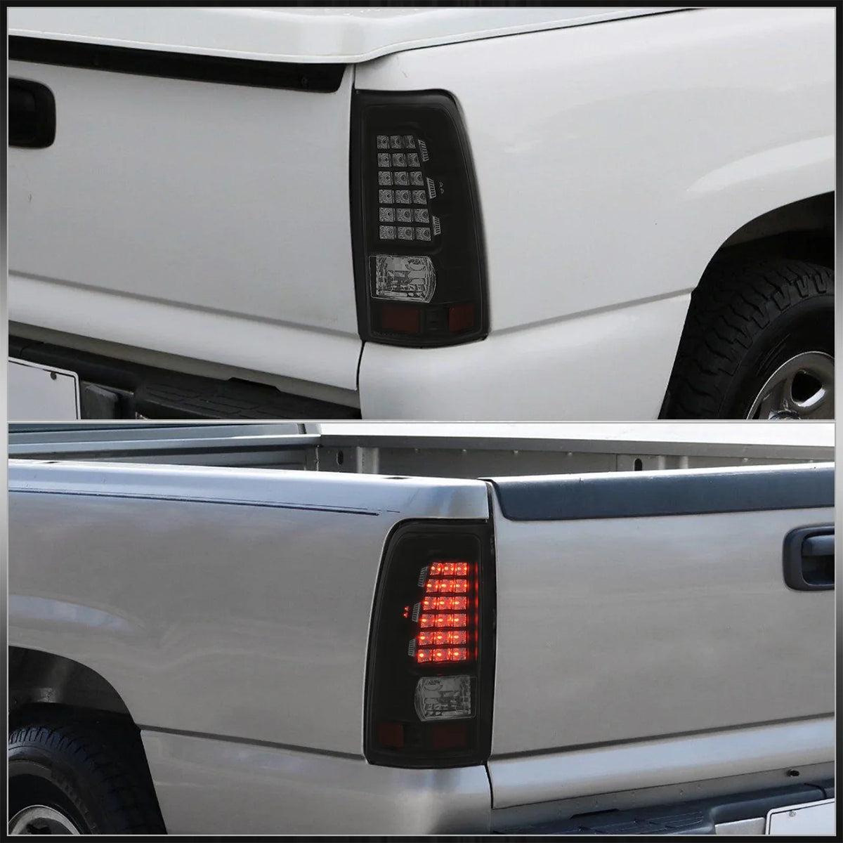 Chevy 2000 Silverado Housing Black Tail 2004 LED Compatible/Replacement Fleetside Lamps Lights For Lens Pair Distributors Sierra 2003 Driving 2006 2005 Stop AJP 1999 GMC 2002 Smoked Brake 2001 Signal