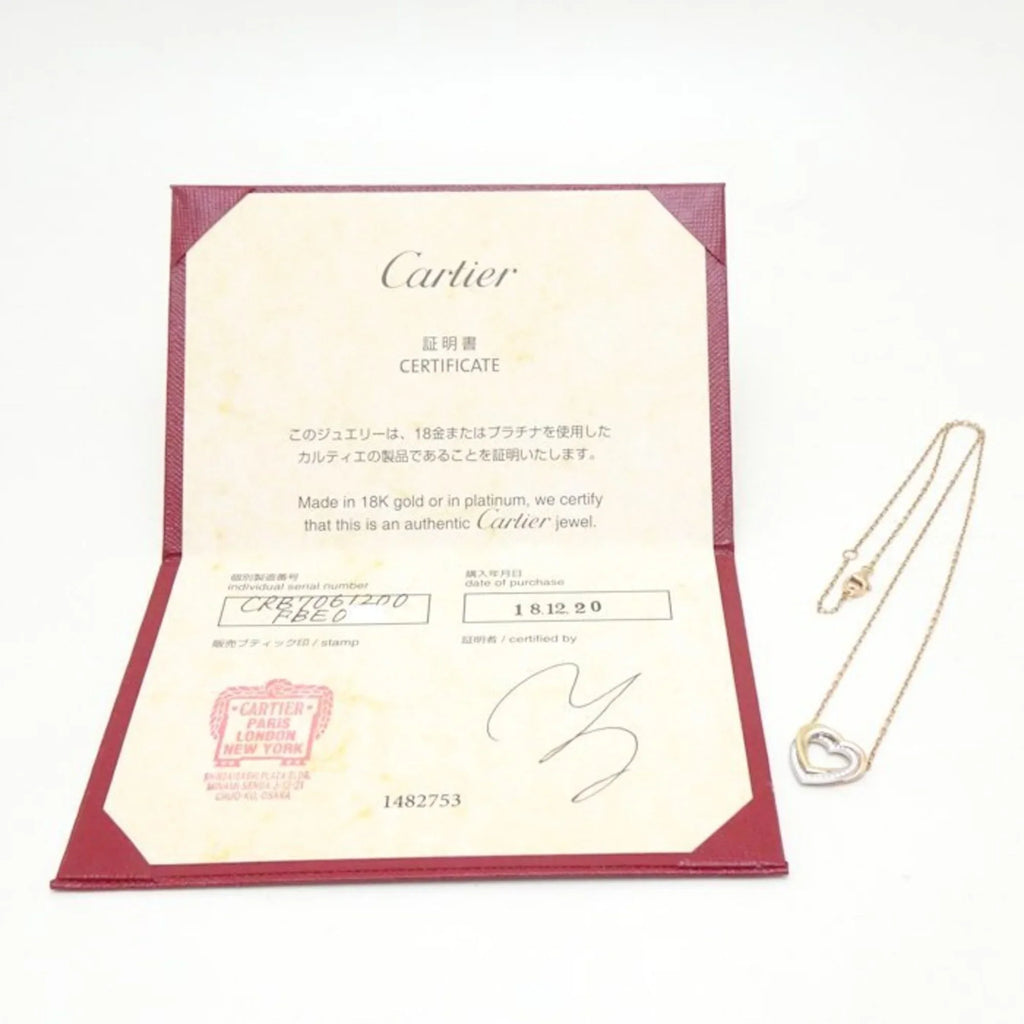 K18 (Like 291637 CARTIER Diamond Three-Color Heart Necklace New) Trinity Gold Pre-Owned B7061200