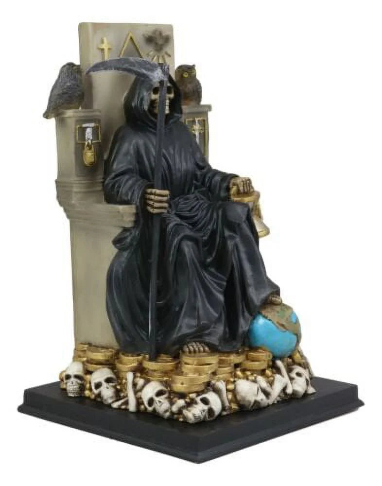 Of Throne Statue On Our Santa Scythe Death Holding Muerte Seated Lady Black