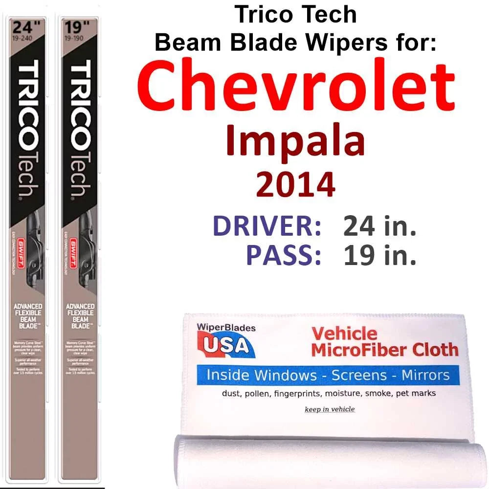 Wipers Blade Beam of Chevrolet 2) 2014 Impala (Set