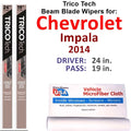 Wipers Blade Beam of Chevrolet 2) 2014 Impala (Set
