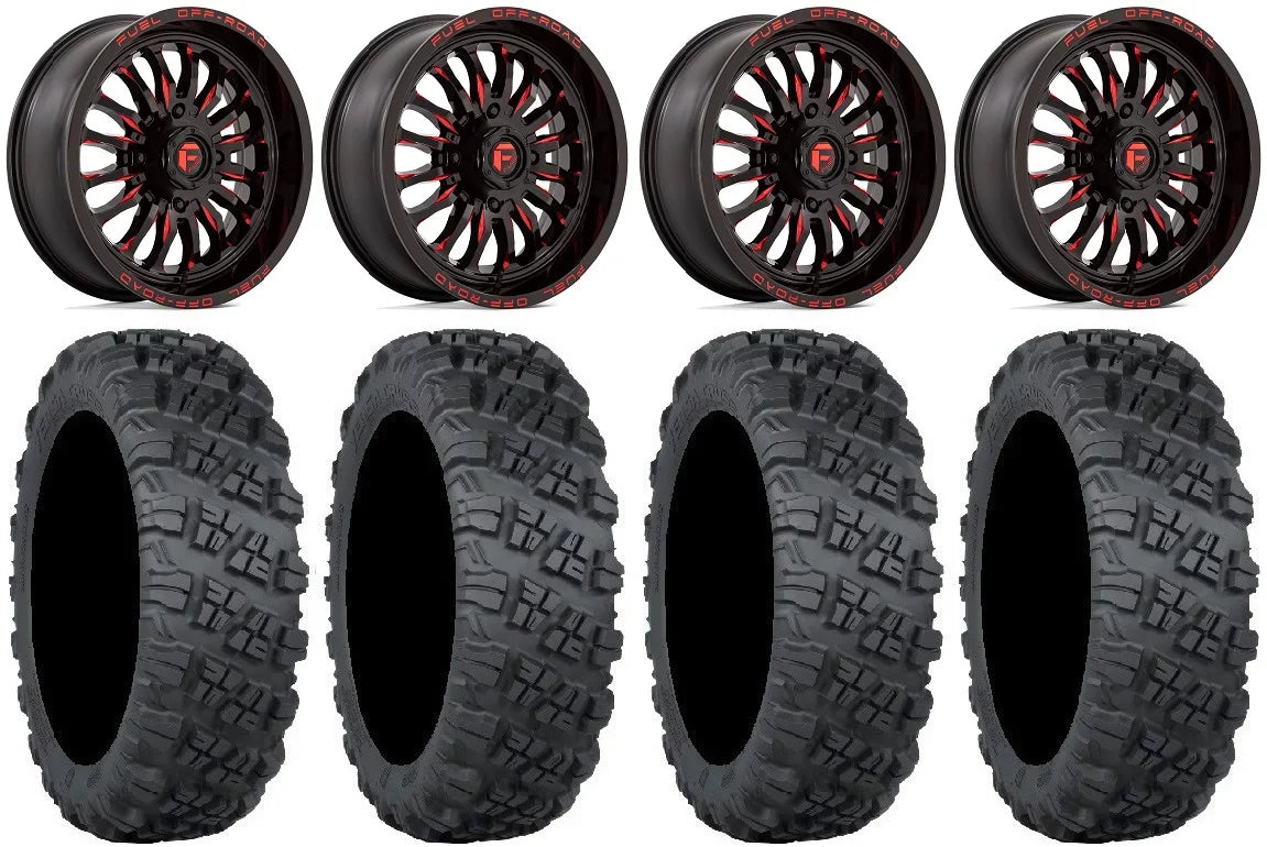 28" Wheels V3 Fuel 18" ARC Red Teryx Versa Kawasaki Cross Tires Mule