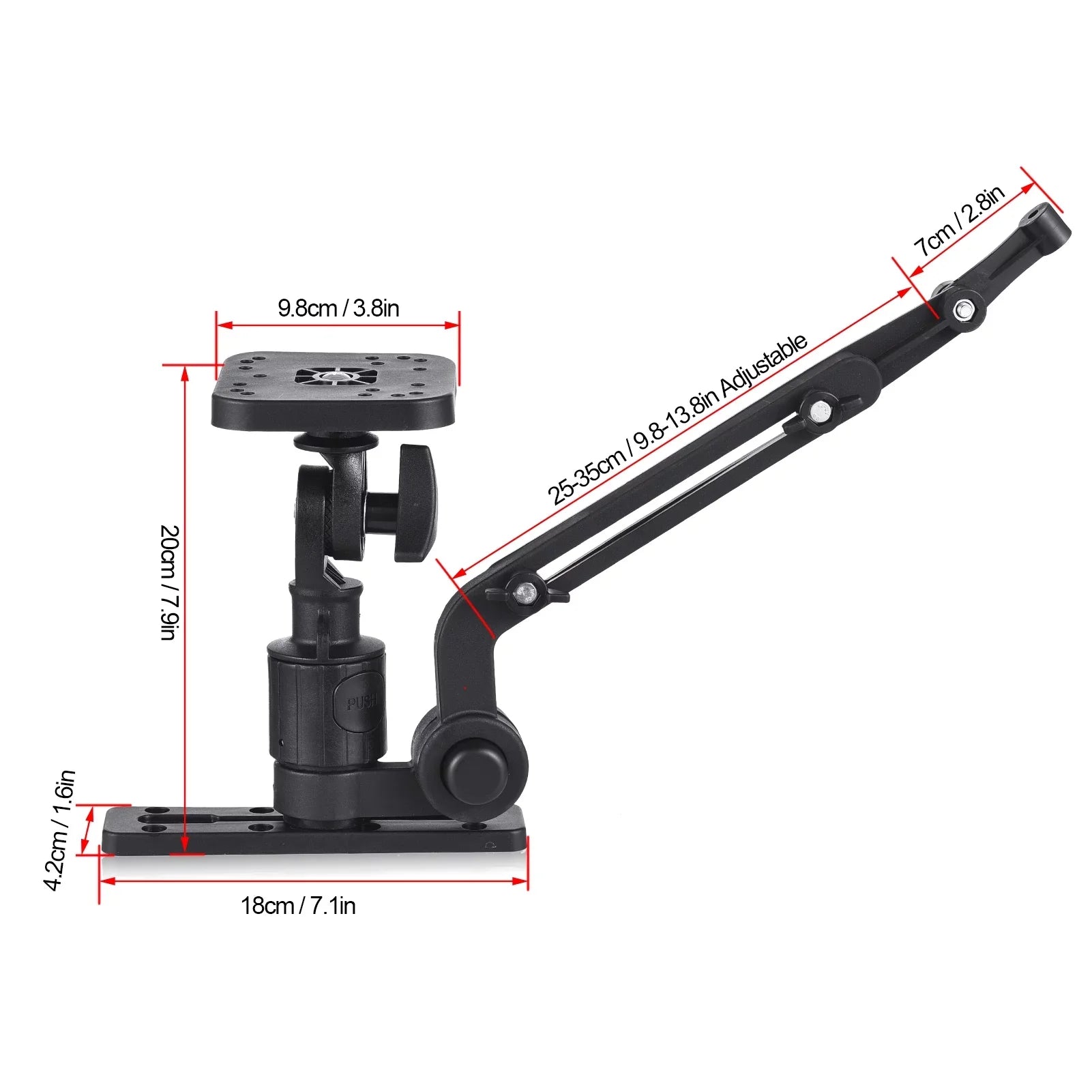Transducer Boat Durable Finder Mounting Arm, 360 Degree Adapter, Base Tomshoo Fish Mount Swivel Kayak