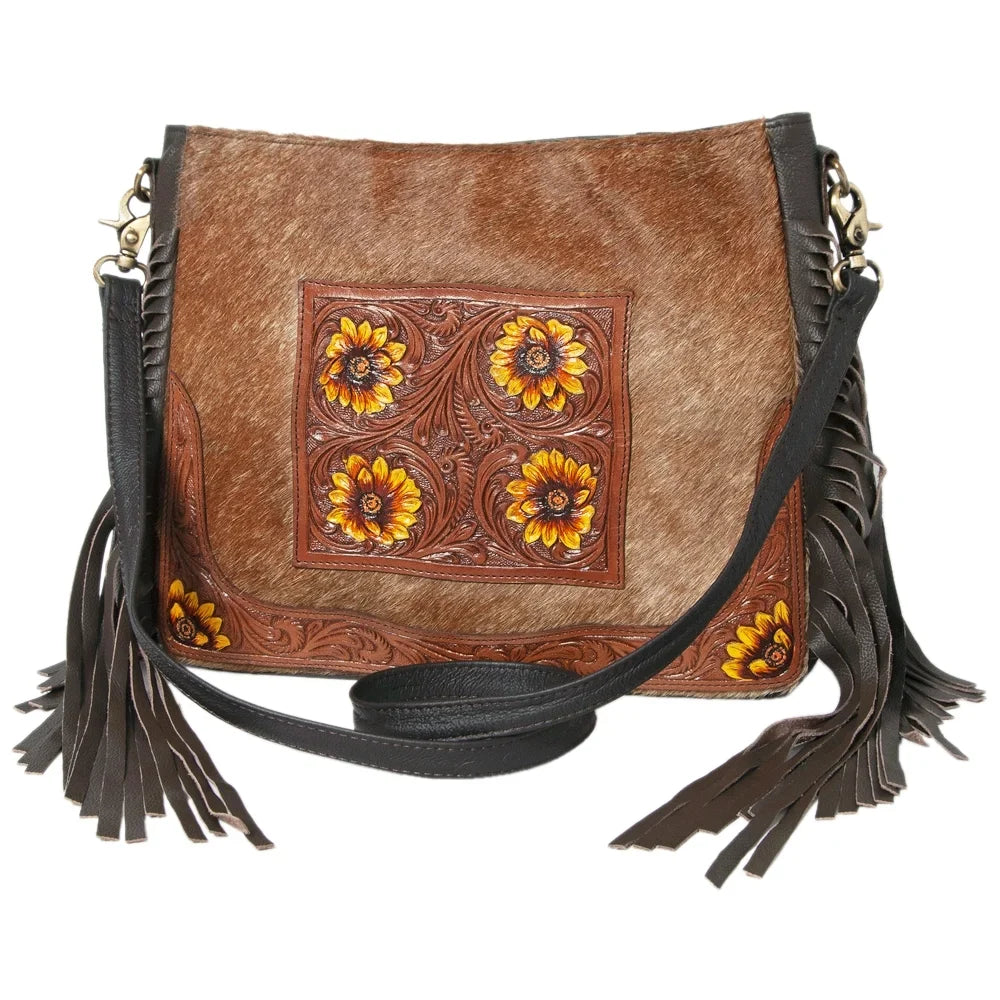 bag OHLAY Hand KB purse western Genuine women Hair-on handbag HOBO Tooled Leather KBK126