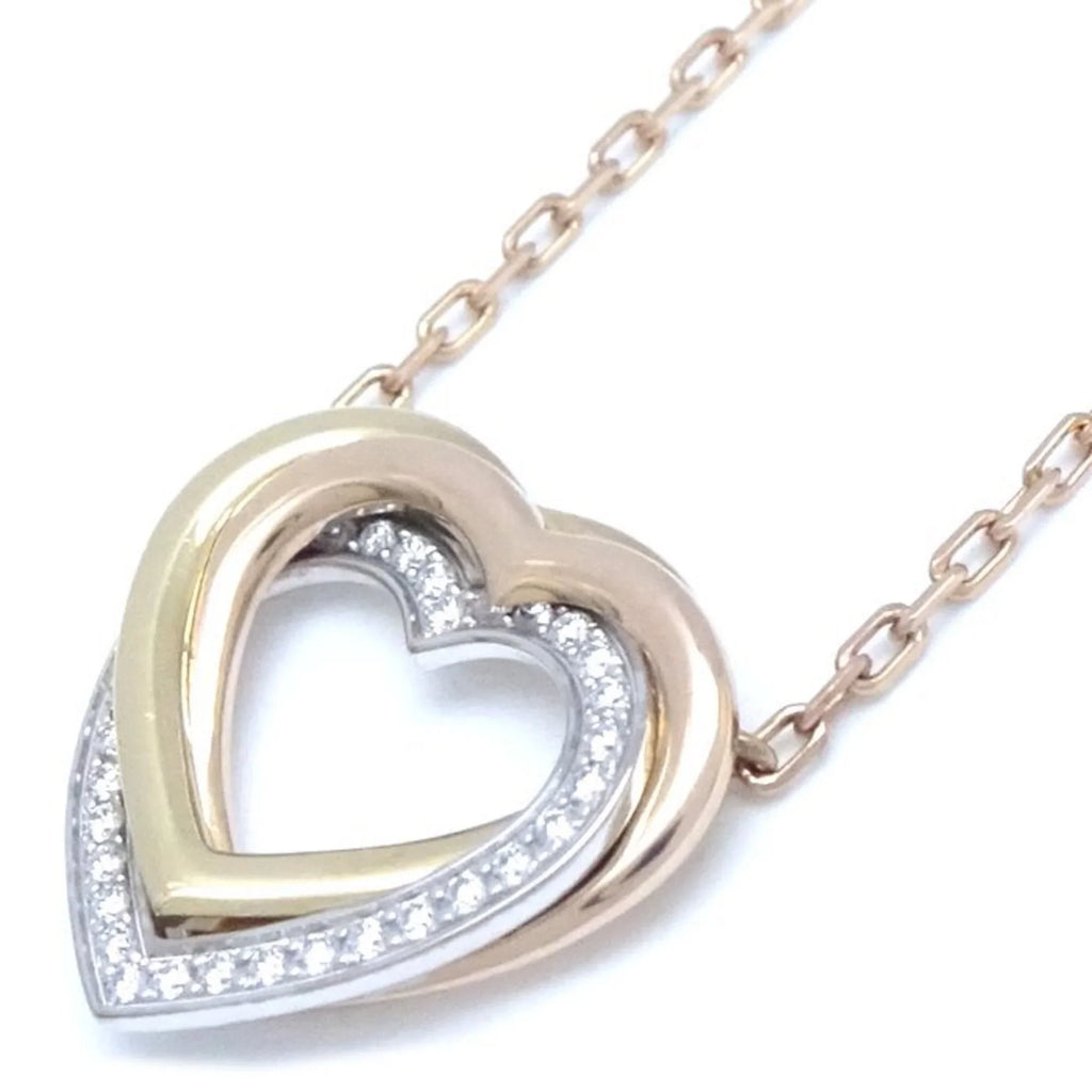 K18 (Like 291637 CARTIER Diamond Three-Color Heart Necklace New) Trinity Gold Pre-Owned B7061200