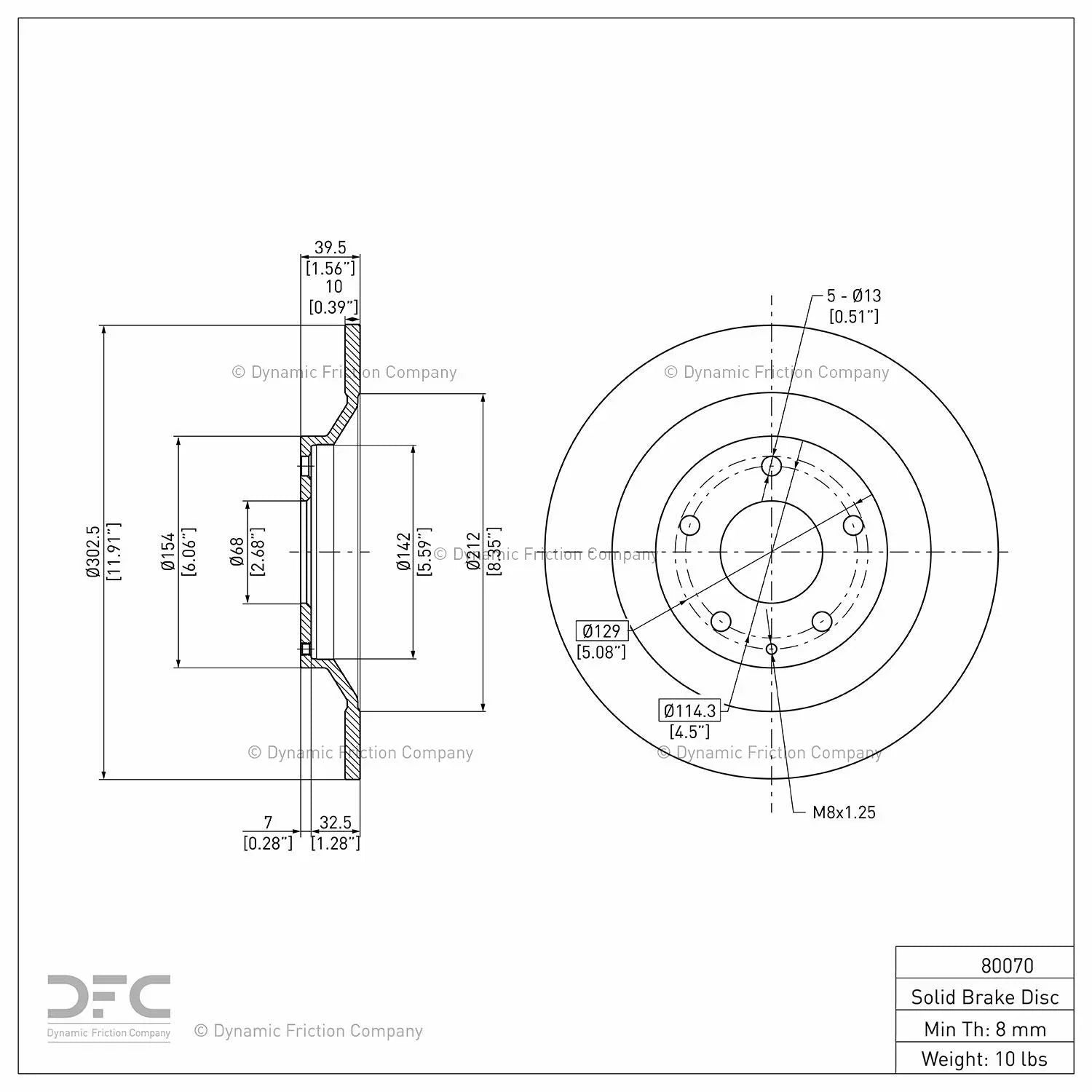 Mazda 2013-2018 Friction 600-80070 Brake Rotor Disc Rear CX-5 For (1) Dynamic Company