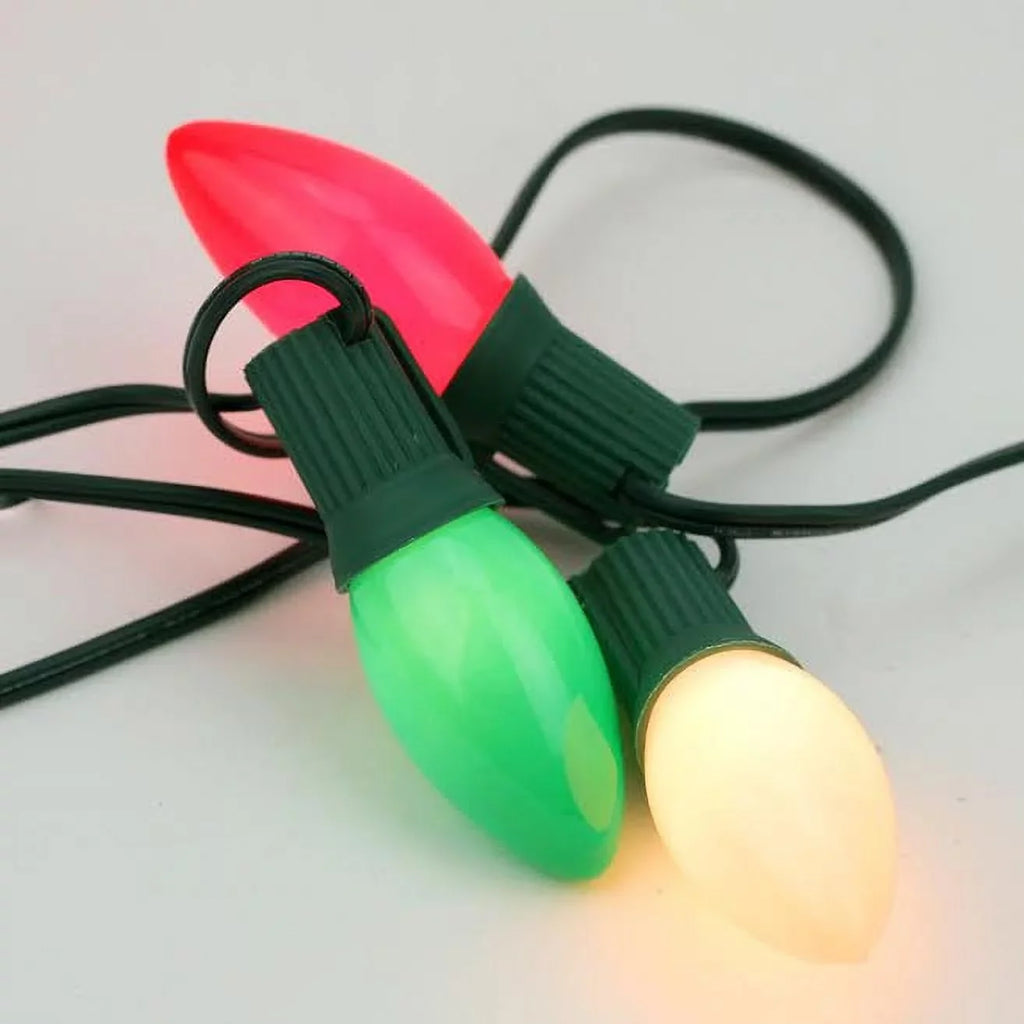 Christmas Lights Green String C9 24' 25ct Northlight Wire - Green/Red