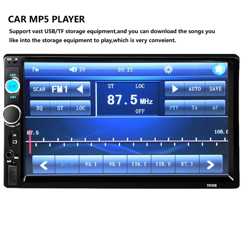 Double Audio 7-inch Multimedia Player Polarlander USB Car MP5/4/3 Screen Car SD with radio Touch Mirror Stereo AUX HD Car Bluetooth Din Link Function FM