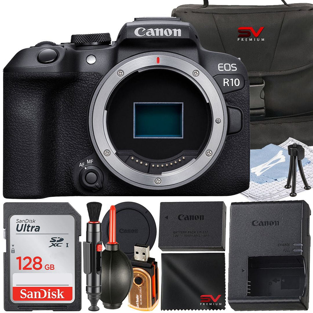 Camera EOS R10 Card with Only) 128GB Mirrorless Canon Accessory SanDisk Bundle SV Memory + (Body Case + Premium