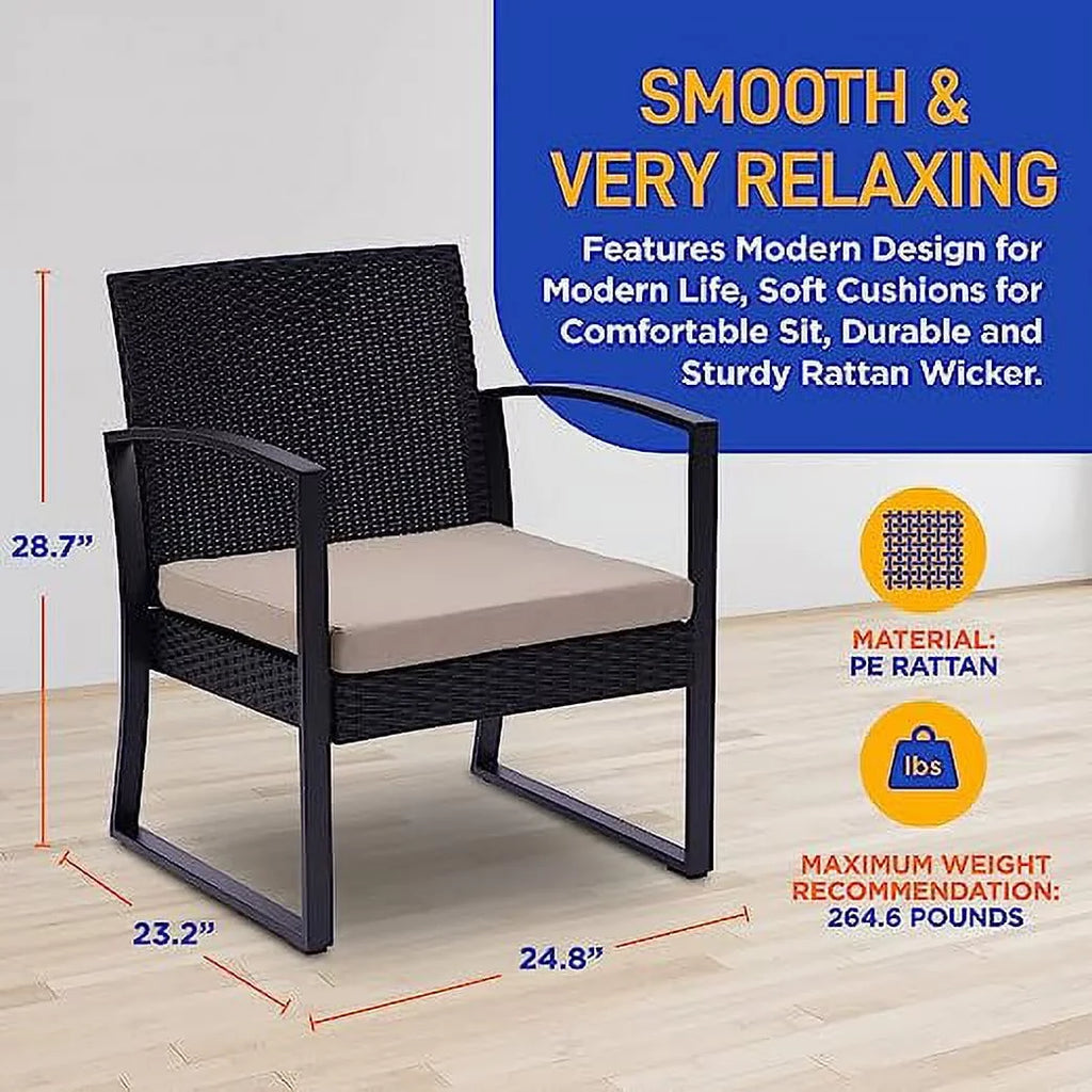 Single Pcs. Chairs Coffee SereneLife Furniture, Table, & Patio Set-Includes Outdoor Per 1 3 Brown 2