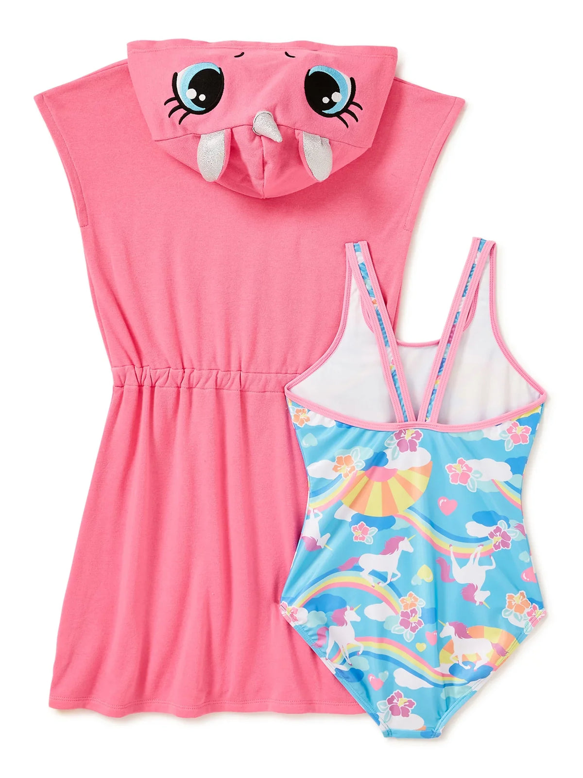 2T-4T Unicorn Saint Sizes Cover-Up Set, Toddler 2-Piece Cosplay Swim & Girls One-Piece Swimsuit, Eve Terry