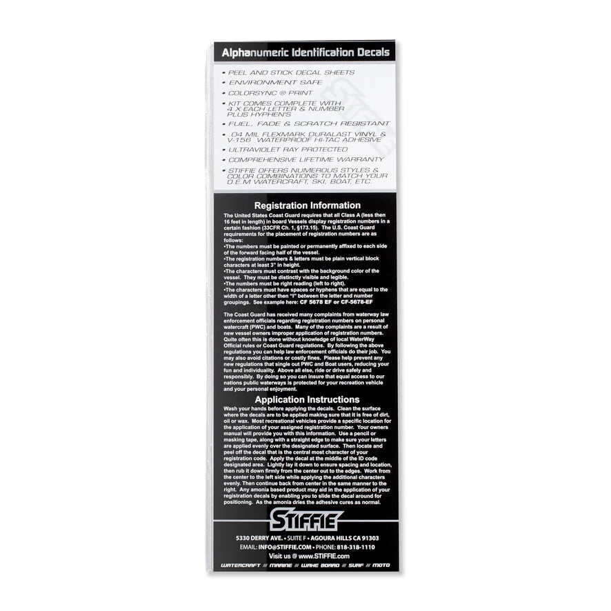 Alpha-Numeric Marine PWC Numbers & for STIFFIE Techtron Decals Yellow/Navy Kit Personal Registration Letters & Stickers Custom Watercraft 3" Boats Identification