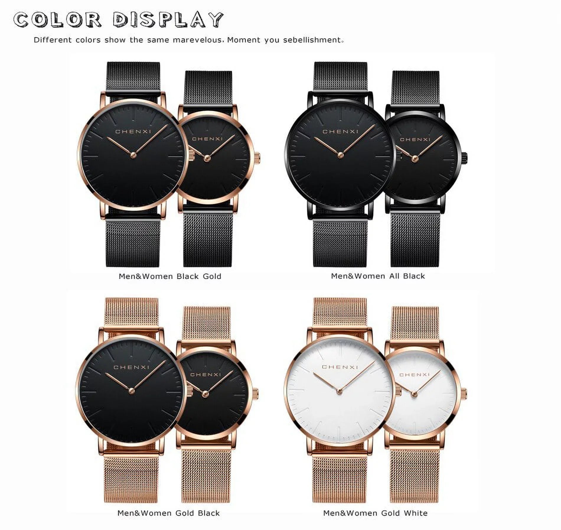Top Lover Woman Dress Luxury Brand thin Rose Elegant Waterproof Men Watches Watch Ladies Quartz CHENXI Watch Fashion Ultra gold