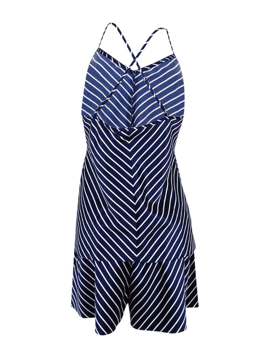 Stripe (XL, Lauren Lauren Navy/White) Women's Satin Camisole Ralph Sleepwear