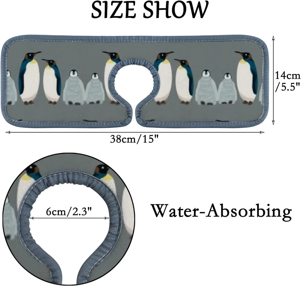 Bath Kitchen Faucet Drying Splash Countertop Mats Microfiber Absorbent Bird GZHJMY Kitchen 3PCS Penguin Sink Guard Sink for Mat, Sea Catcher, Drip Washable