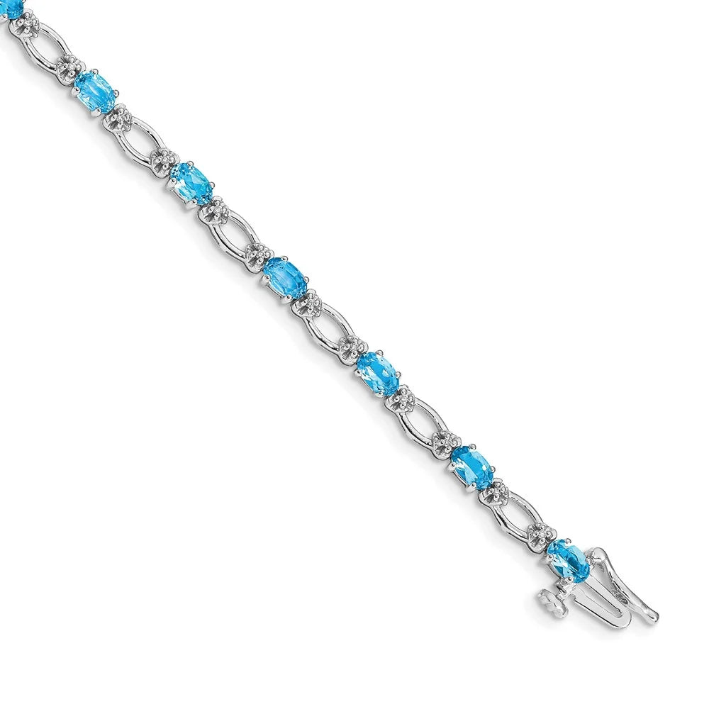 Bracelet 14k Gold QBM4491-BT-010-WA Diamond Topaz and White Blue