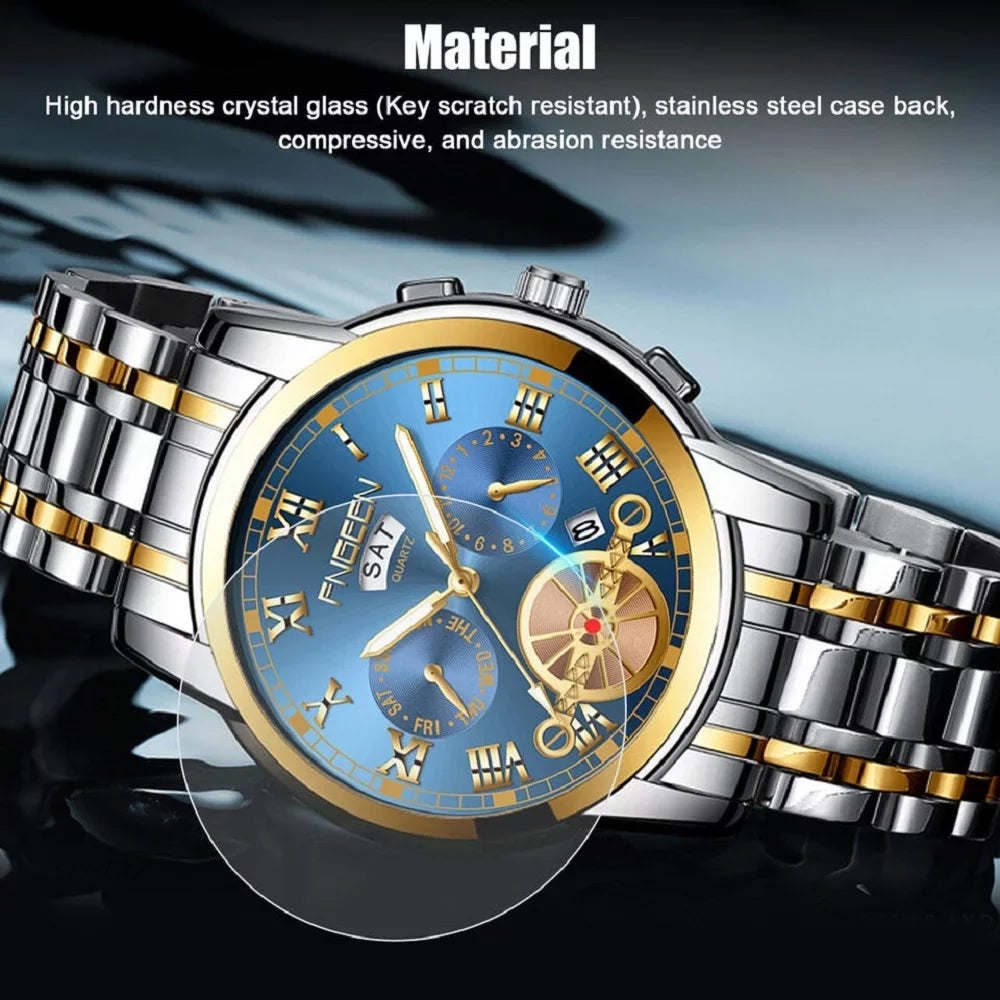 Tourbillon Business Analog Wristwatch Waterproof Quartz Mens Classic Watch Dial