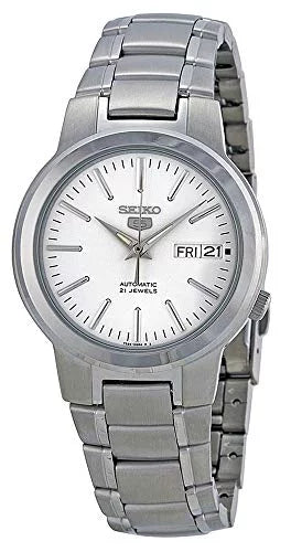 Stainless Watch Steel Men's White Dial Bracelet Seiko SNKA01 5 Automatic