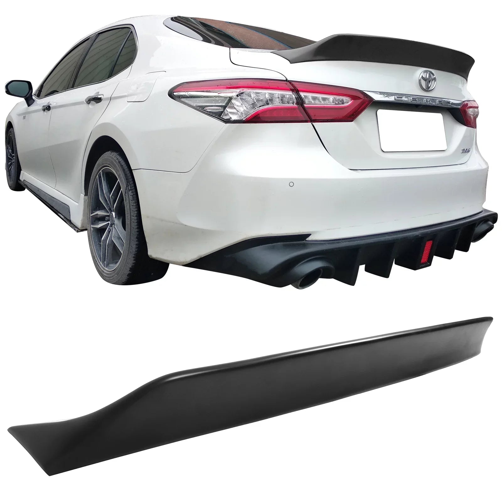 Rear Unpainted Motorsports Ikon Compatible Camry Toyota Style Trunk PP Spoiler with IKON Duckbill 18-23