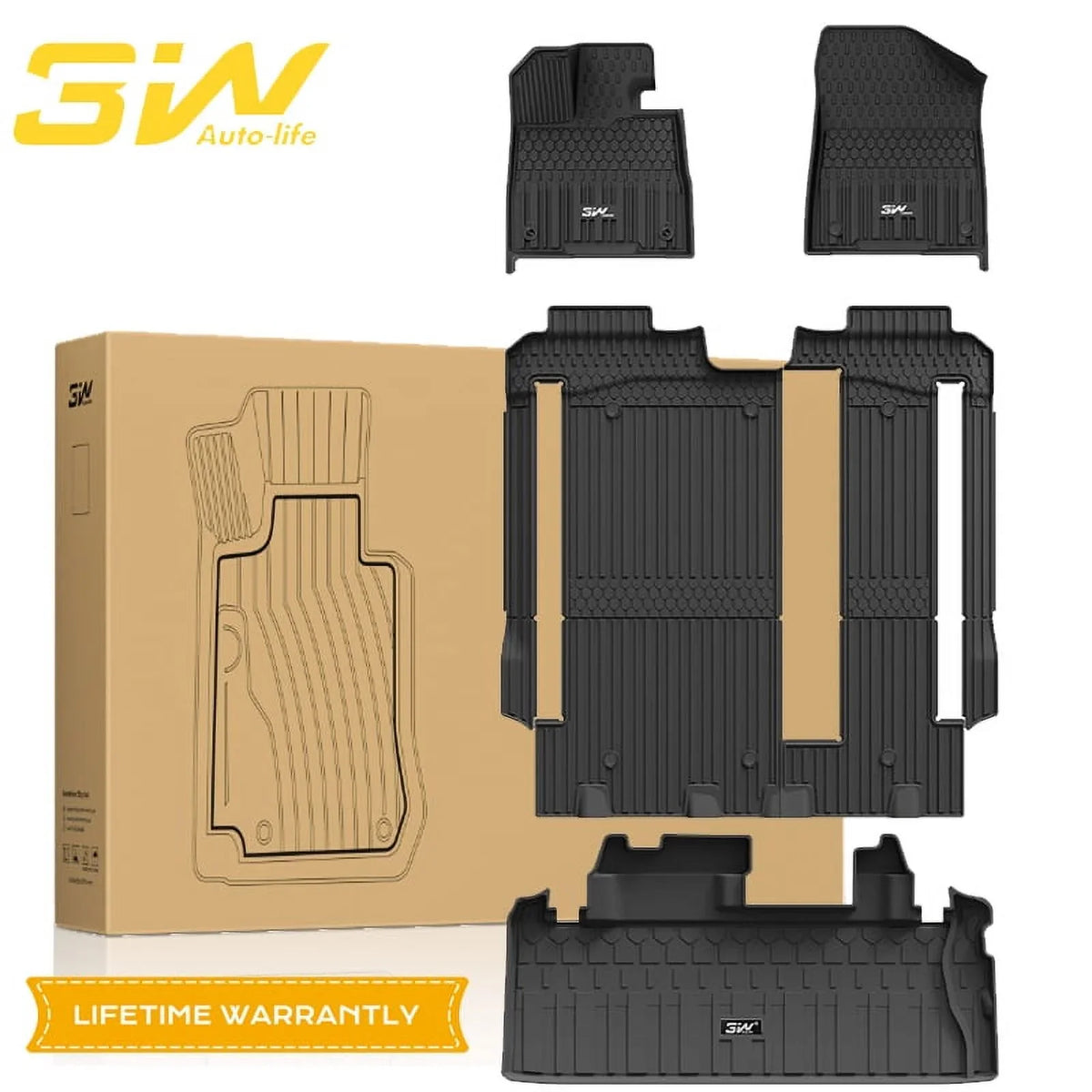 1st Model 3W 2021-2024 8 2nd Black Row for Spare Car Tire for ), Seater Trunk Mats Sienna (NOT All Weather Floor TPE Mat Mats&Cargo with Liner 3rd Toyota and