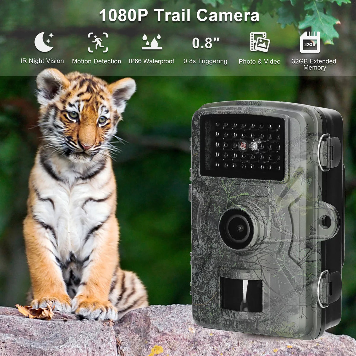 Waterproof, Infrared 1080P our Portable with Lights Camera Wildlife Moments Capture Tomshoo Trail 16MP IP66