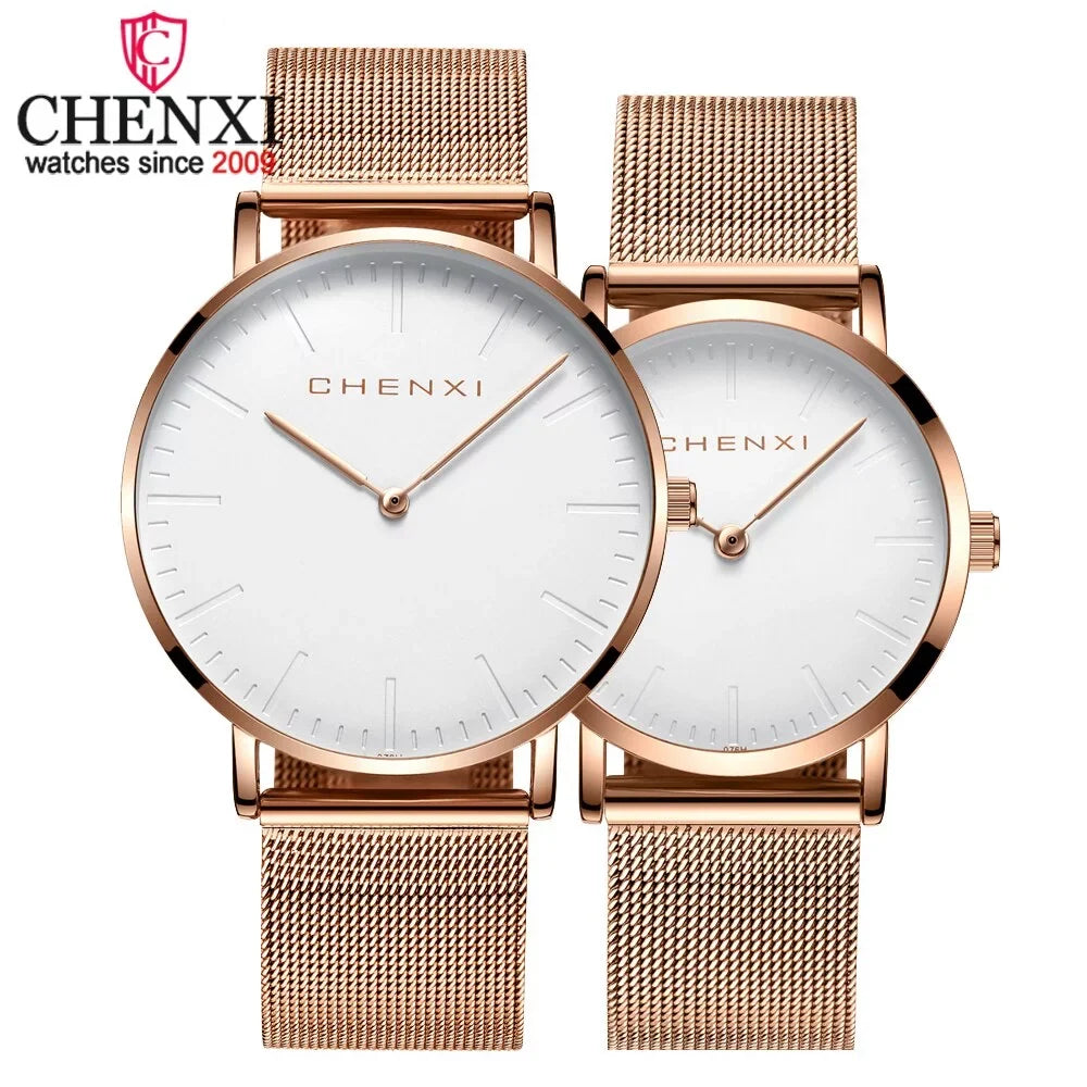 Top Lover Woman Dress Luxury Brand thin Rose Elegant Waterproof Men Watches Watch Ladies Quartz CHENXI Watch Fashion Ultra gold