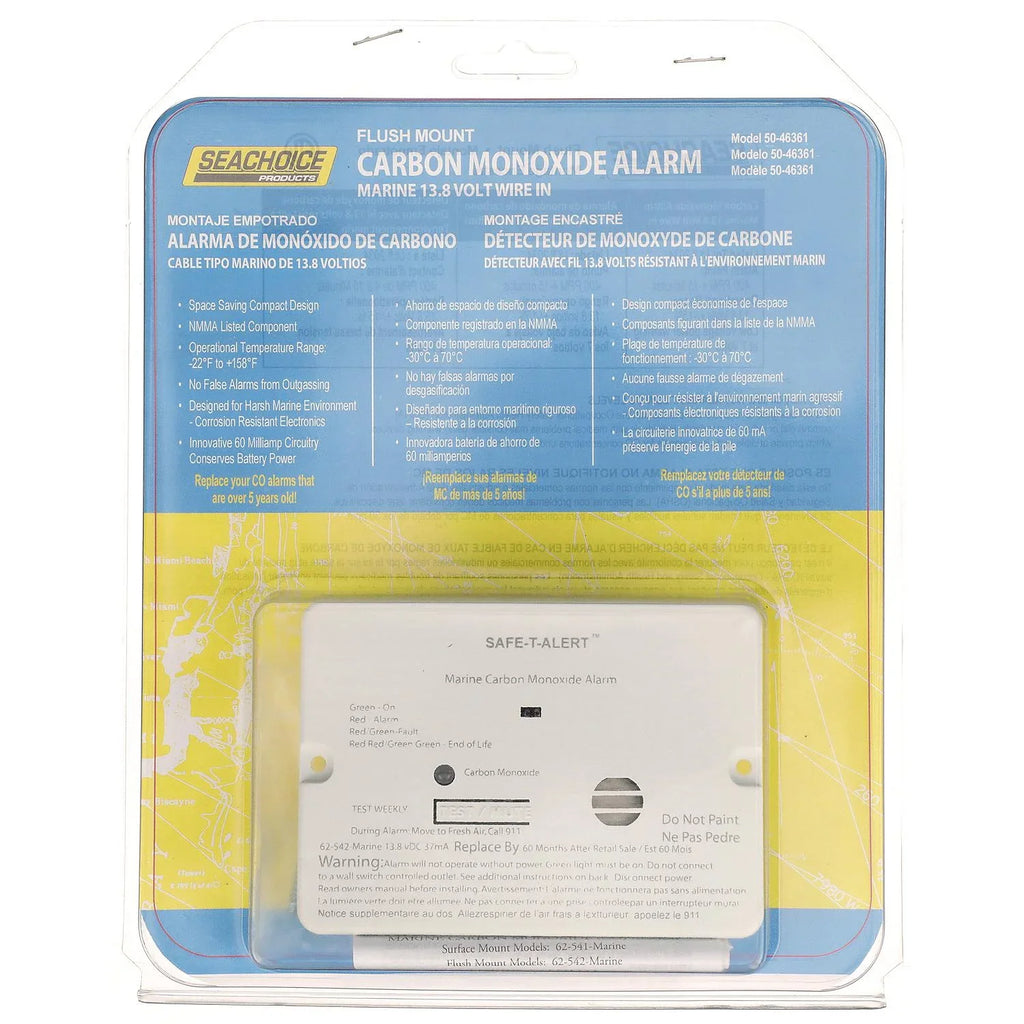 Series 62 White 46361 Seachoice Flush Carbon Detector Monoxide Mount