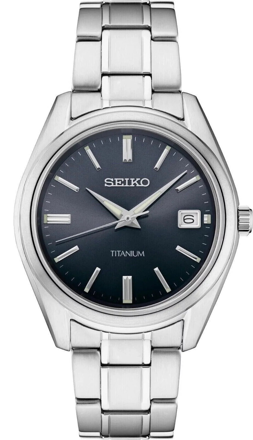 Seiko Blue Dial Men's Watch Titanium Grey Classic SUR373 Quartz