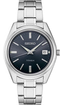 Seiko Blue Dial Men's Watch Titanium Grey Classic SUR373 Quartz